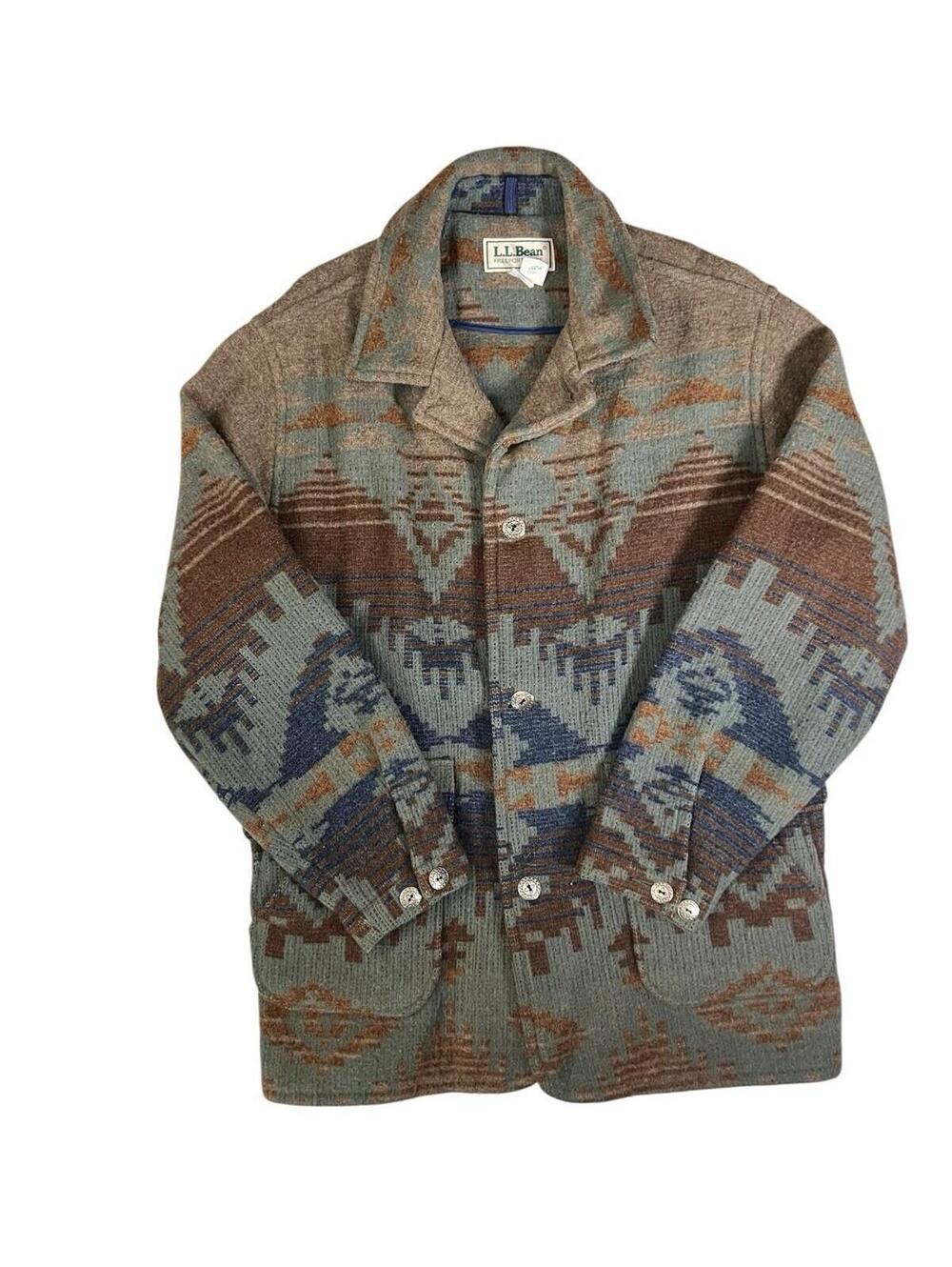 Vintage 90s L.L.Bean Southwestern Wool Blend Fleece Jacket Men’s Oversized - Picture 3 of 8